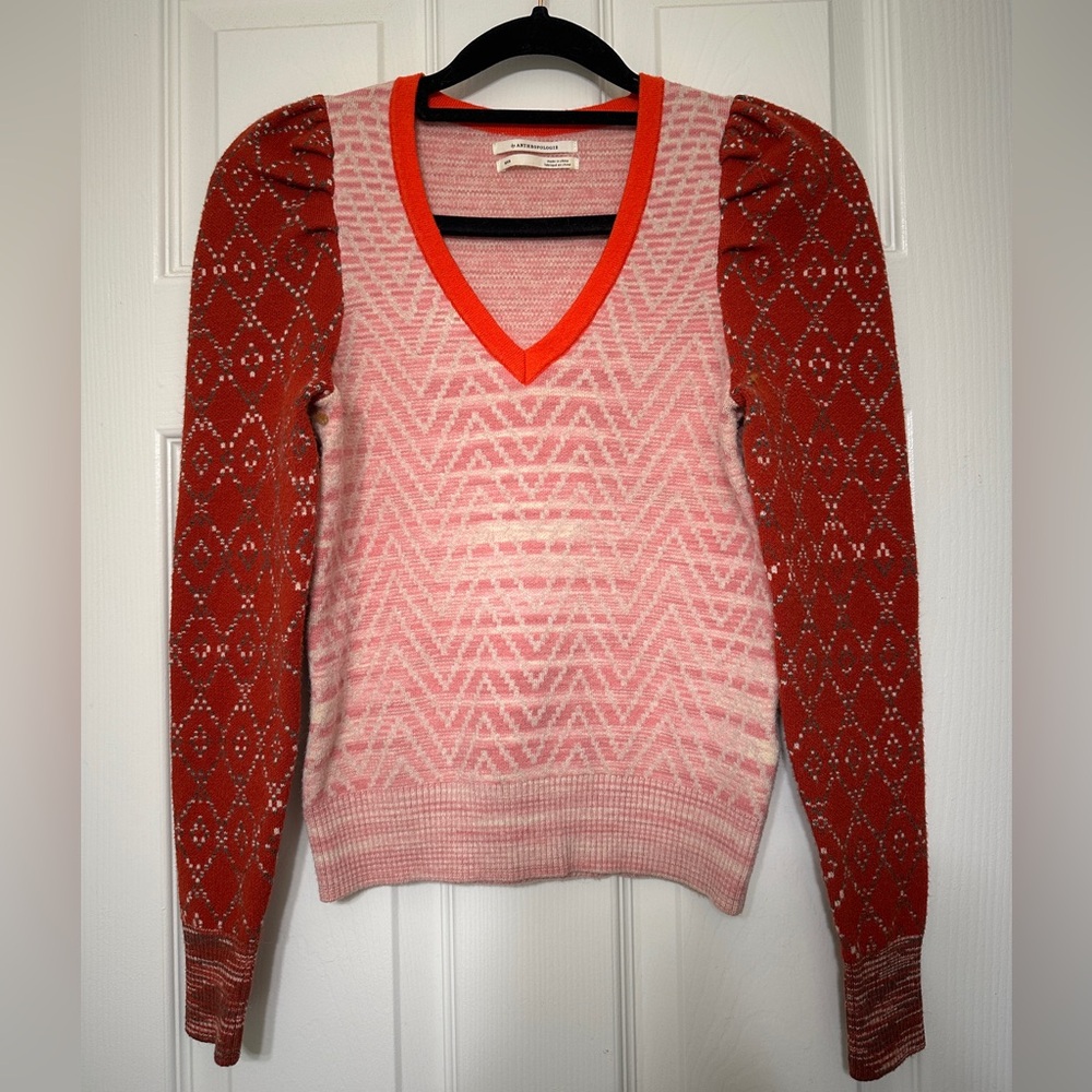 Anthropologie Pink and Red Knit Sweater - Picture 5 of 11